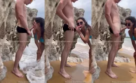 Boquete proibido na praia Natasha Steffens chupou a rola do namorado
