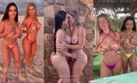 Débora Peixoto e Luiza Marcato peladinhas na praia compilado de vídeos