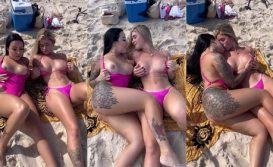 Débora Petuda e amiga tesuda Brena Barbosa se pegando na praia